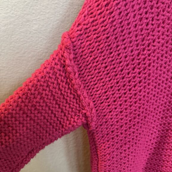 Anthropologie Moth Medium Pink Cardigan Open Front Chunky Knit Girly Bright - Picture 7 of 10